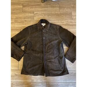 J Crew Mens Brown Suede Leather Jacket Car Coat Inner Quilted Size Large